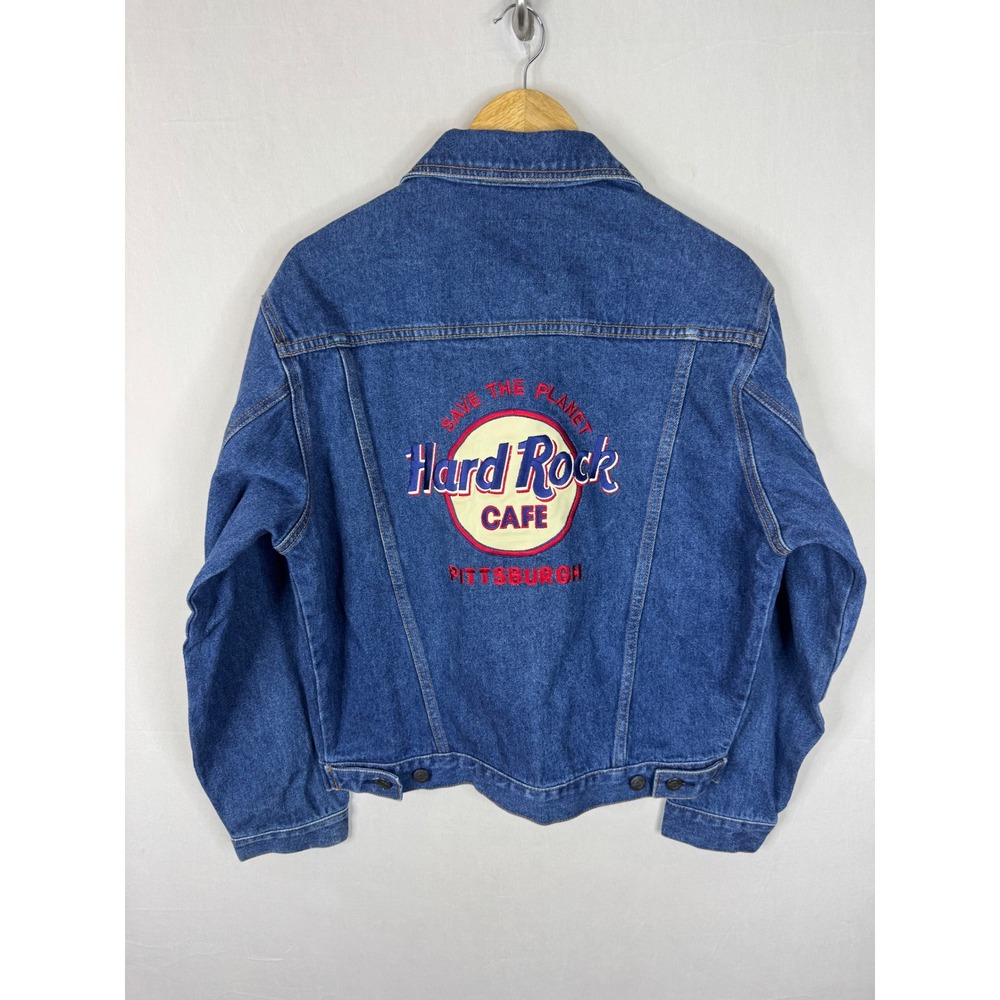 Vintage Hard Rock Cafe Pittsburgh Denim Jacket Mens S Save Planet Jean‎ NWT